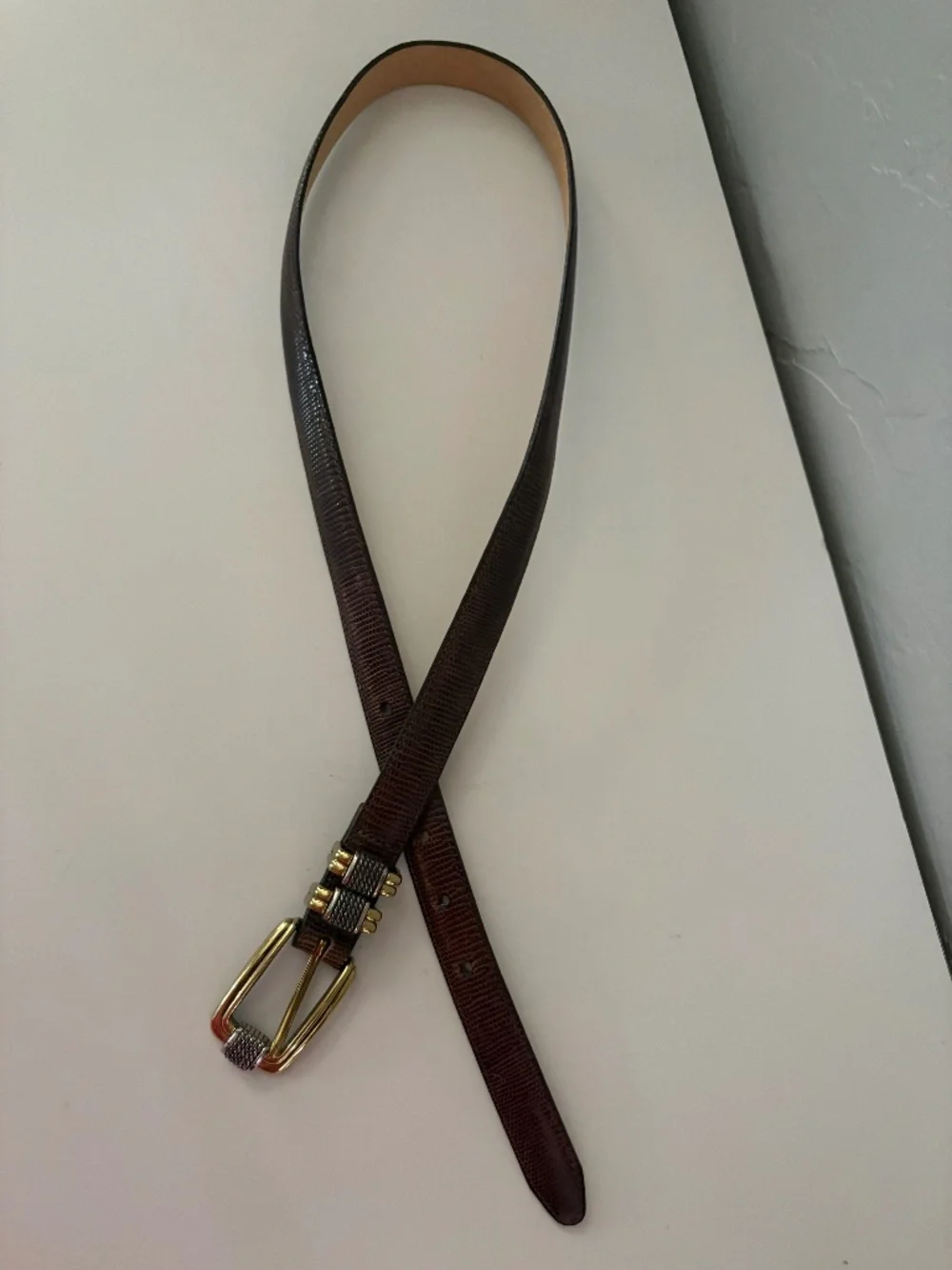 Brighton Classics Brown Snakeskin Embossed Leather Belt 4B608 Size M/L 32